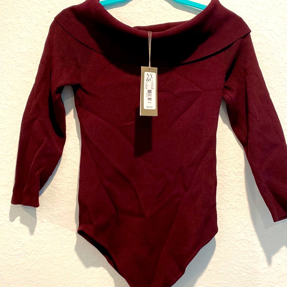 New New York Company bodysuit. Burgundy long sleeves